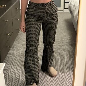 Trendy Black Textured Women's Flare Pants